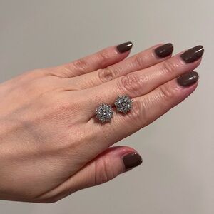 NWT Diamonique Snow Flake Flowers Diamond Earrings